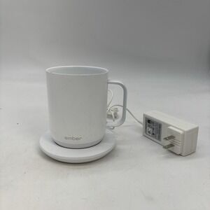 Ember CM17 Temperature Control Smart Mug W/ Charging Base Tested Working White